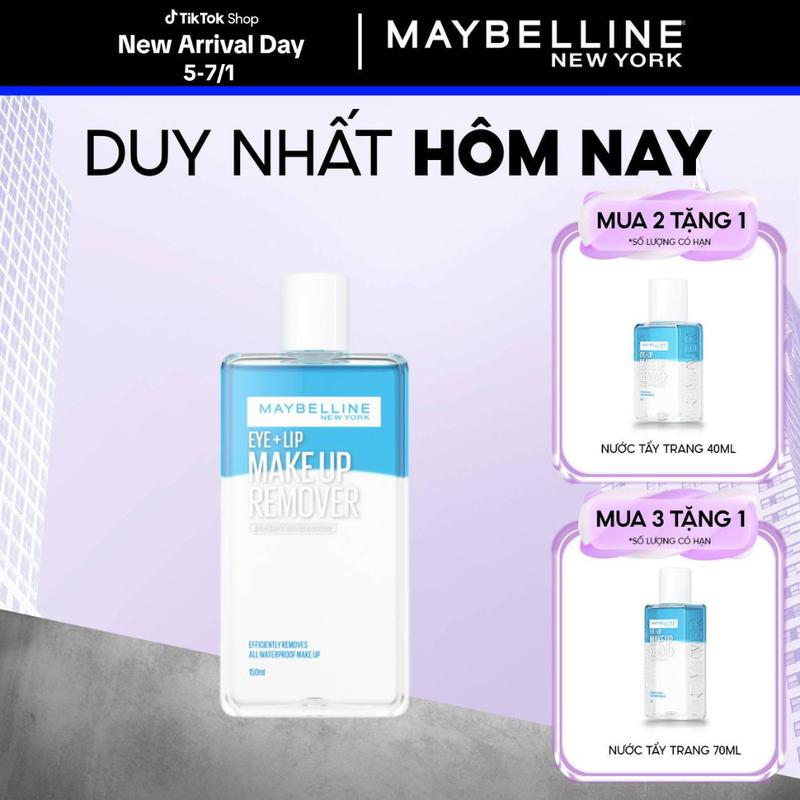 Nước Tẩy Trang Mắt và Môi Chuyên Dụng 2 lớp Maybelline New York Eye & Lip Makeup Remover 150ml 