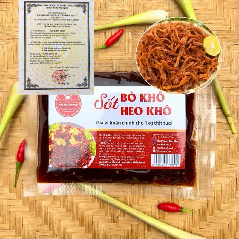 Sốt Ướp Khô Bò, Khô Heo và Khô Gà Lá Chanh( Túi 220g ) Ướp Được 1-1,2kg thịt tươi.