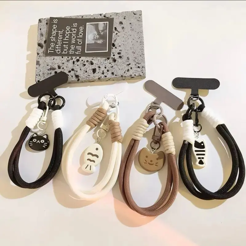 Tali Gantungan Hp Ikan Kecil Kucing, Tali Lanyard Ponsel, Casing Ponsel, Liontin Anyaman, Tali Kamera Pendek, Tali Lanyard Hp