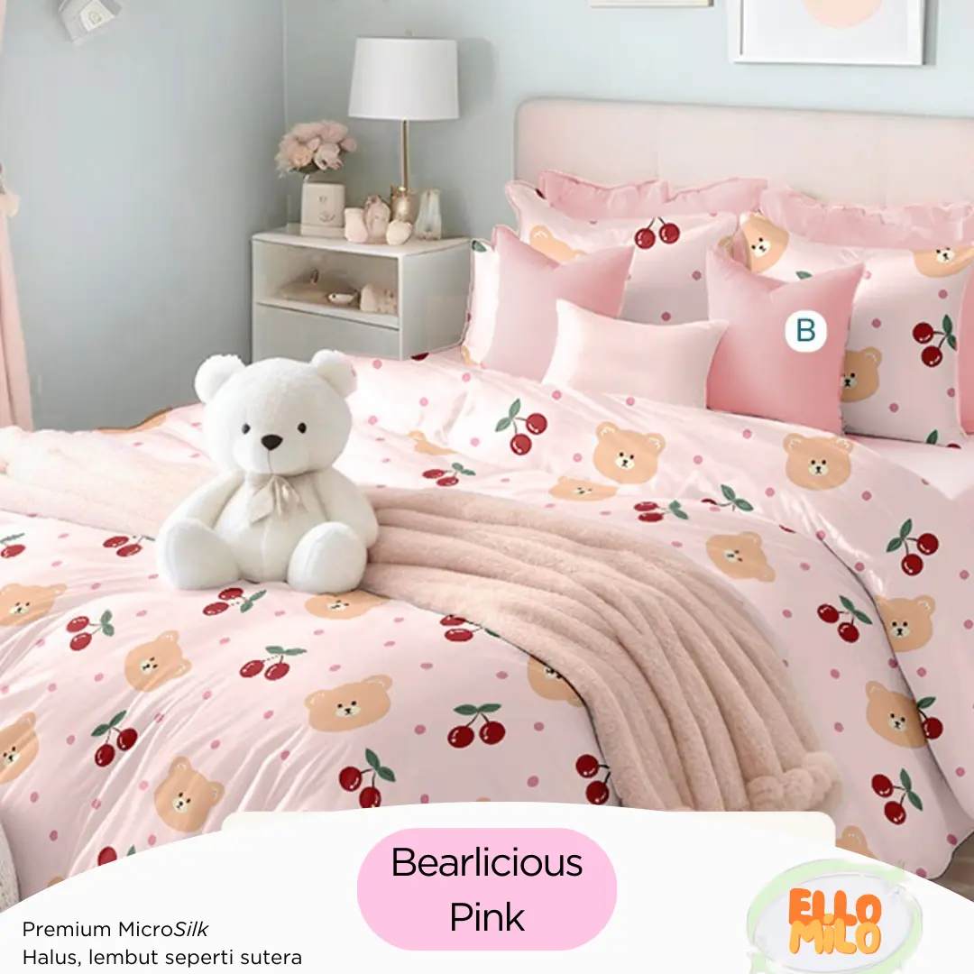 Sprei Set Beruang (TANPA BED COVER) | Katun Microsilk Star Collection | 90x200 100x200 120x200 140x200 160x200 180x200 200x200 | FREE karet anti geser | King size Queen Size Single Size