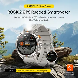 【ROCK Series Jam Tangan GPS】MorienWear model terbaru Rock2GPS: Dilengkapi dengan layar besar 1,46 inci (360×360), sistem pelacakan GPS bawaan, desain full metal, daya tahan baterai yang sangat lama, IP68 tahan air, dan koneksi Bluetooth pintar.