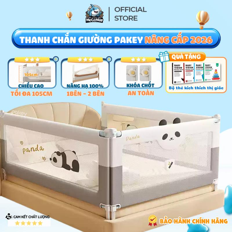 Mẫu Mới Thanh Chắn Giường Pakey Bản Cải Tiến Nâng Hạ Dễ Dàng Chiều Cao Tối Đa 105cm Khóa Chốt An Toàn - S1
