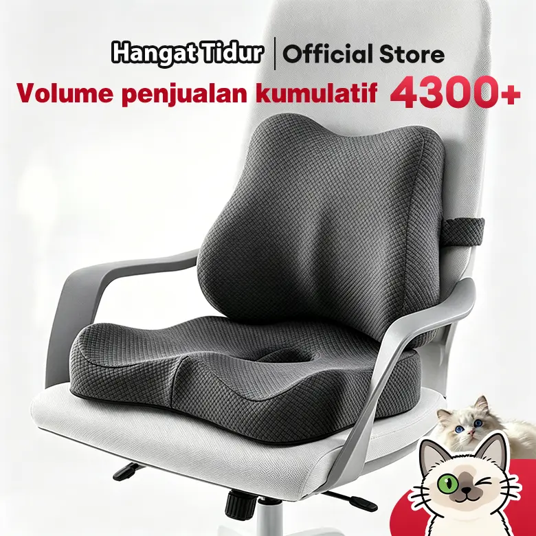 Bantal Duduk + Bantal Lumbar Memory Foam Orthopedic 2in1, Cushion Kursi Ergonomis Anti Slip, Coccyx Tailbone Relief, Penyangga Pinggang & Punggung, Sarung Bisa Dicuci, Cocok untuk Kursi Kantor, Mobil, Travel, Kursi Roda