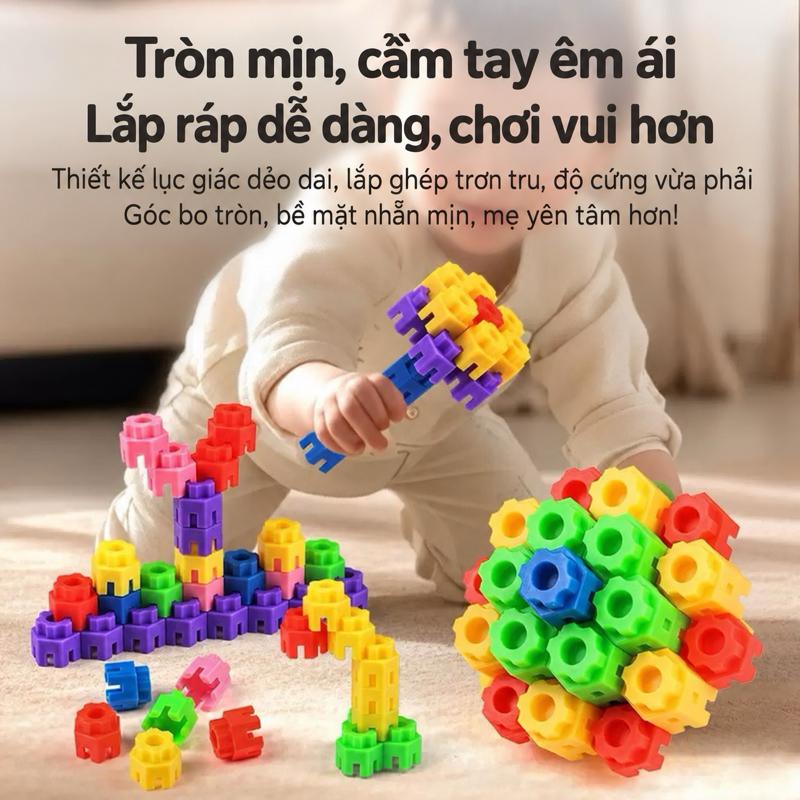 [350pcs] Bộ Ghép Khối  Lục Giác Xây Dựng Sáng Tạo Cho Bé-Lắp Ghép Dễ Dàng, Chơi Vui Cùng Ba Mẹ