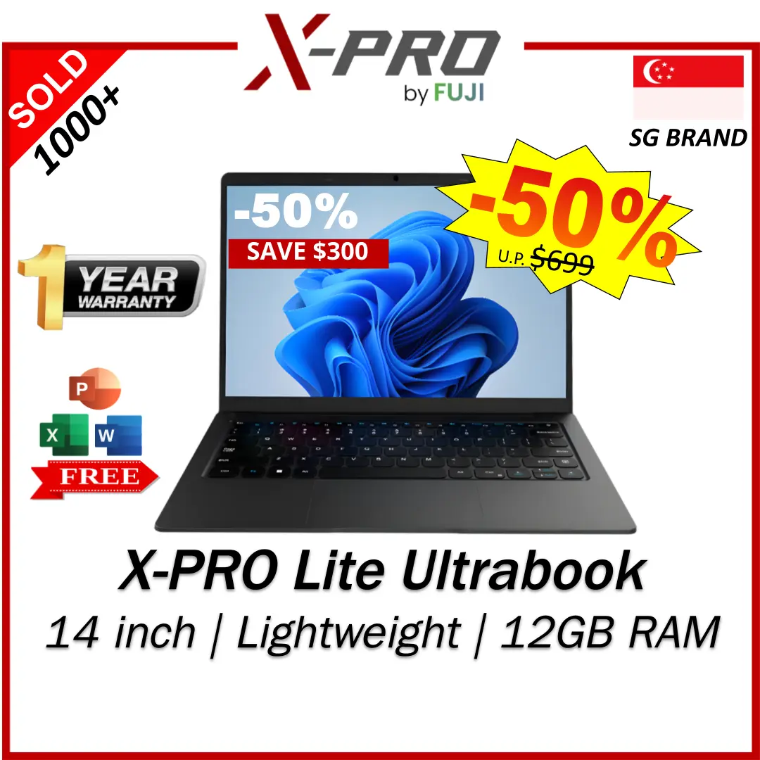 Brand New X-Pro Lite Ultrabook Laptop | 12GB RAM | 512GB SSD | Free Microsoft Office | Windows 11 | Slim 14 Inch Laptop | 1 Year SG Warranty
