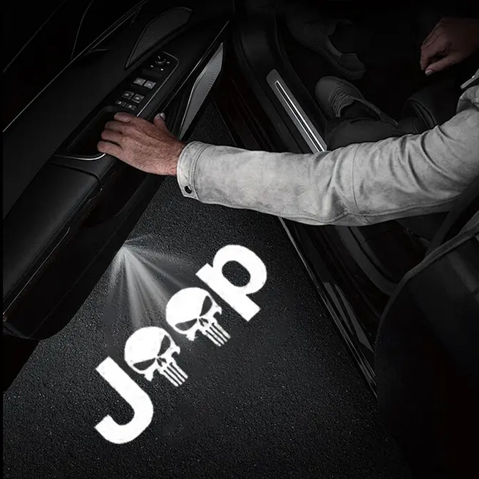 2PCS New Universal Led Car Door Welcome Laser Projector Logo Ghost Shadow Wireless Car Courtesy Lamp kit For Jeep welcome light Projection Lights laser door light accessory courtesy light Automotive interior door light ambient tiktok shopsprng glowup 1