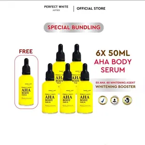 [BUNDLING 6 PCS] PERFECT WHITE 50 ML AHA BODY SERUM Whitening & Moisturizing | Booster Acid Hand Lotion Serum