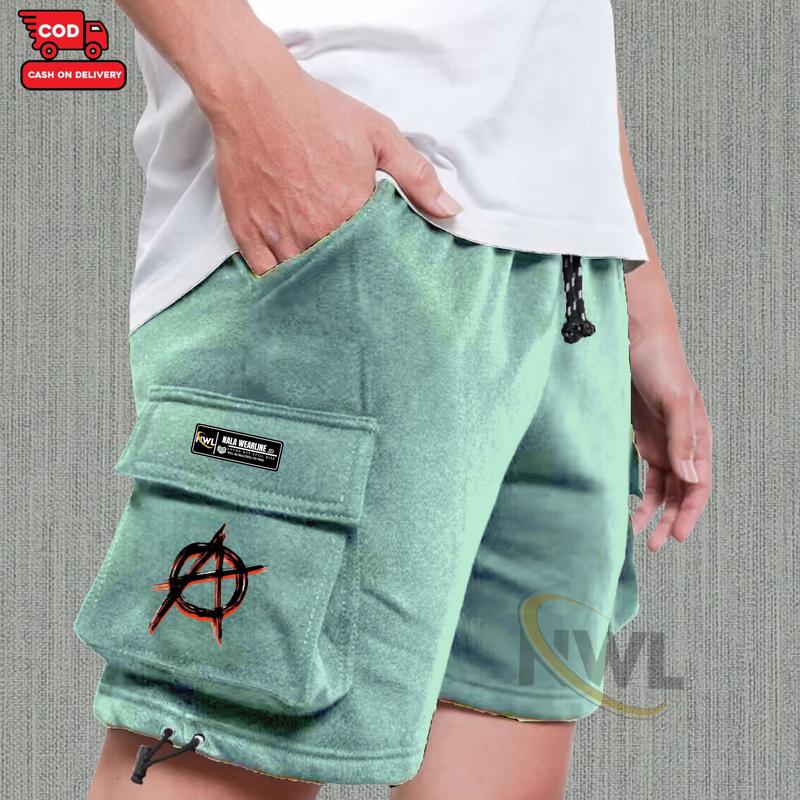 Celana Cargo pendek Pria Wanita Terbaru Warna Mint Motif A Kekinian Bahan Katun Fleece Adem Dan Lembut- Shorts Pants Cowok Cewek Cocok Untuk Santai Model Kantong Samping Tali Serut Di Paha Size M-L-XL-XXL 6