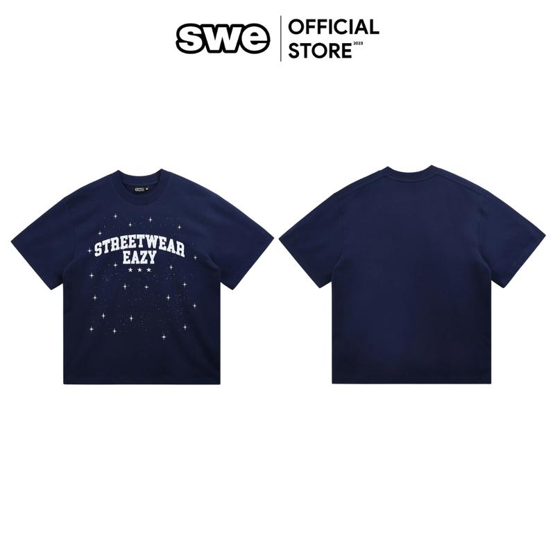 Áo Thun Đính Đá Unisex Nam/Nữ Local Brand SWE STARDUST TEE - NAVY