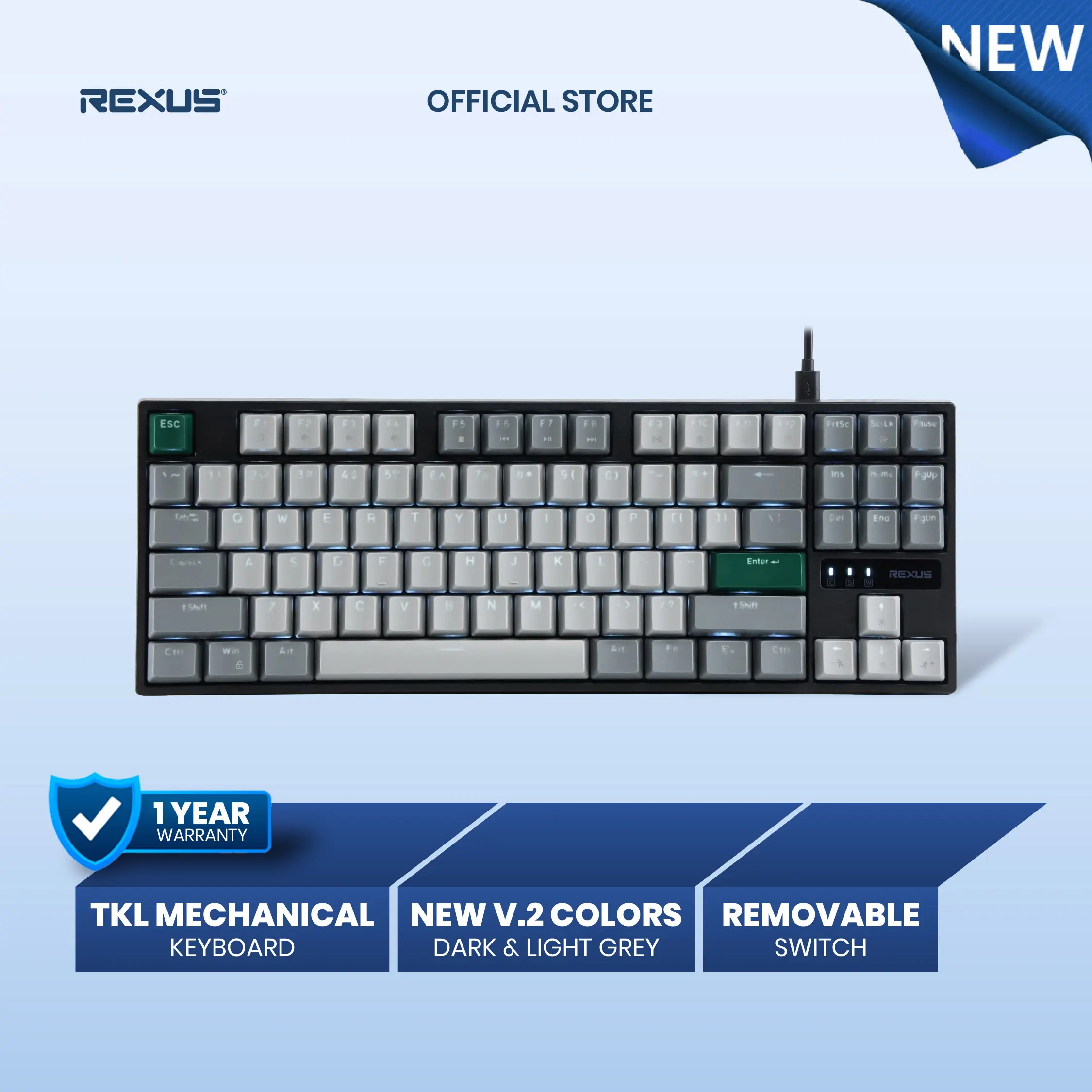 Rexus Heroic KX4 Keyboard Gaming Mechanical TKL Layout - Hotswap Switch