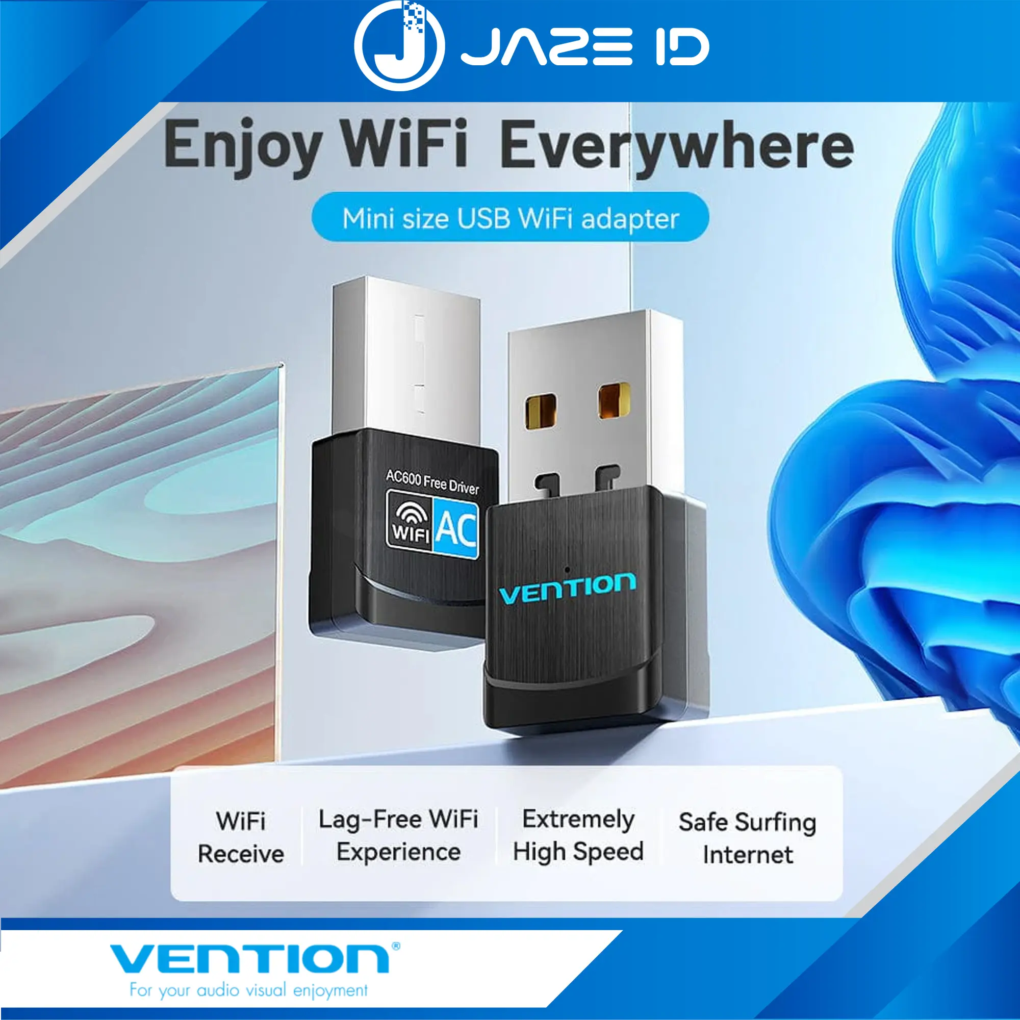 Vention USB Wireless Network Adapter WiFi Dongle Dual Band 2.4Ghz 5Ghz