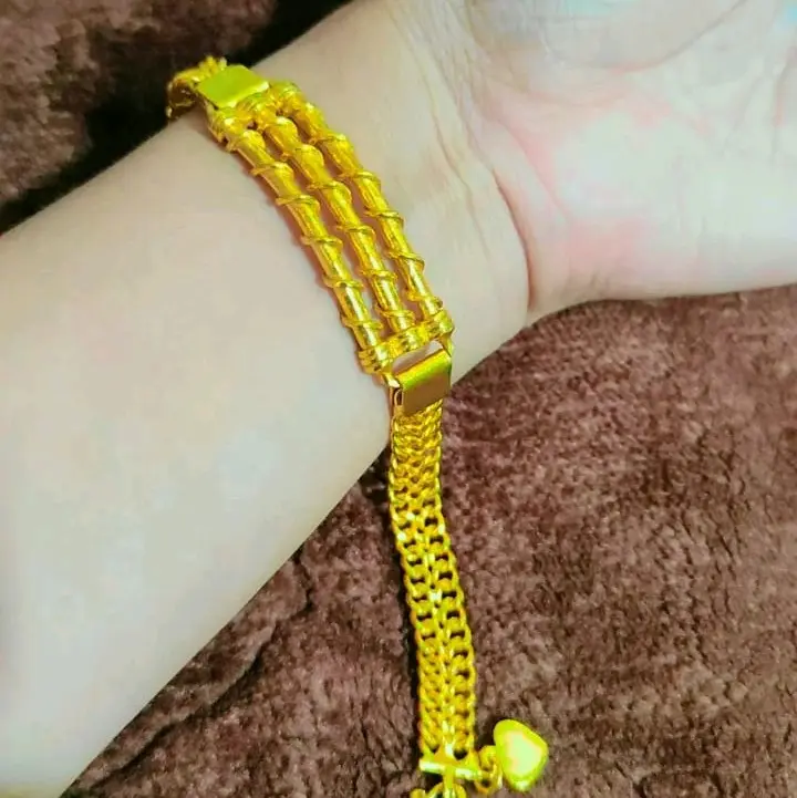 Gelang plat ulir Sepuhan Lapis Kristal 24k tahan lama dipakai harian