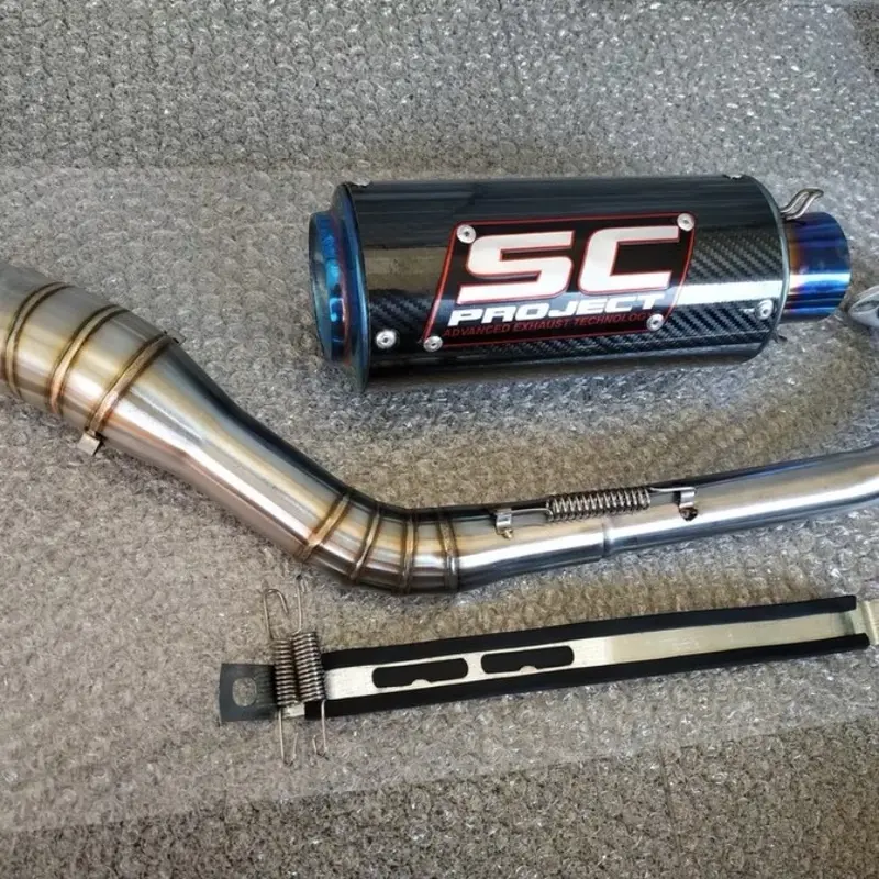 Knalpot sc procejt blue carbon fulset untuk Montor vixion cbr150 new cbr 150 old Byson Xsr Sonic Jupiter mx satria fu mx king dll 4