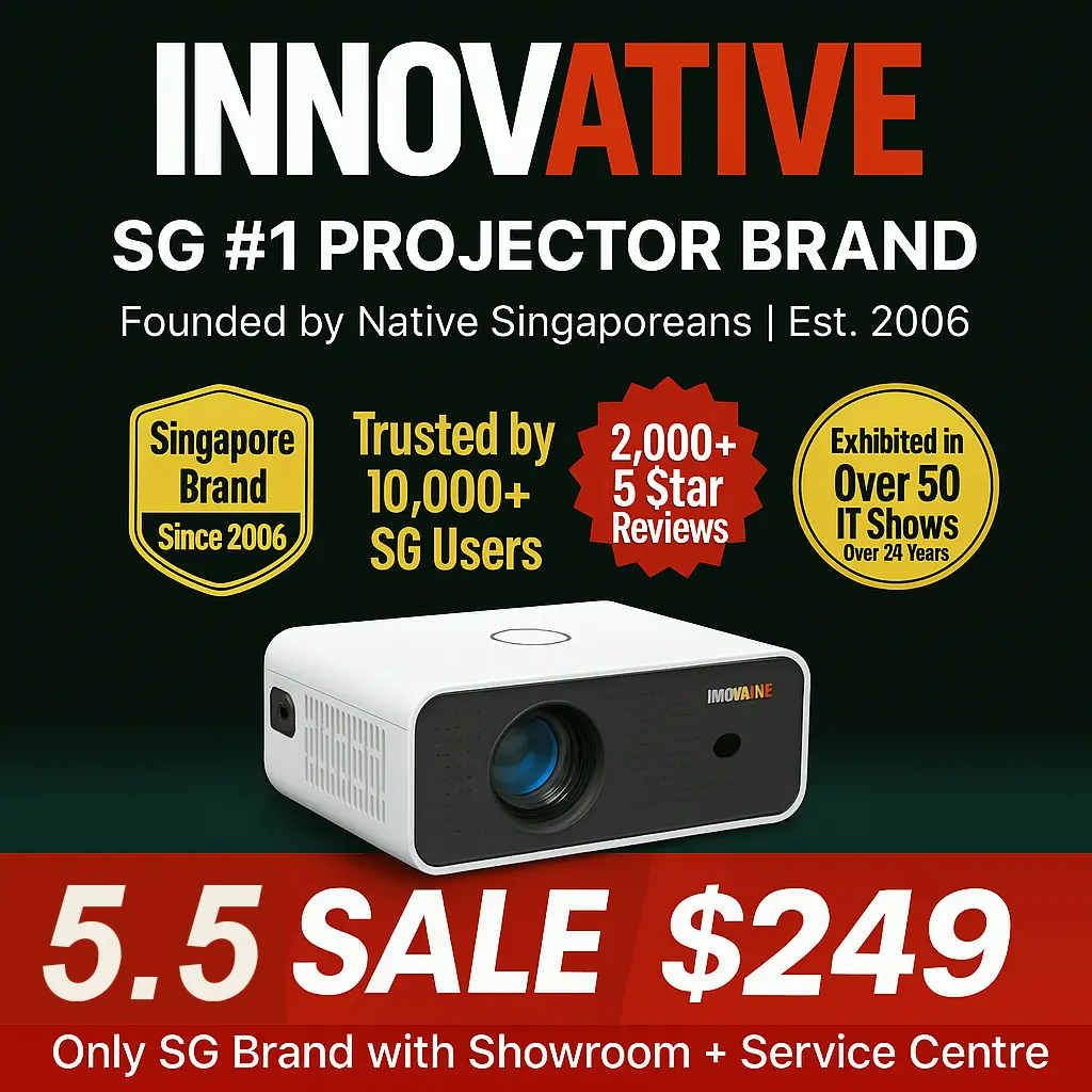 Smart Projector: INNOVATIVE Mini Ray Projector | 100" Cinema Projector | Inbuilt Phone Screen Mirroring |  Netflix & Youtube | Wi-Fi | Bluetooth | 6000 Lumosno