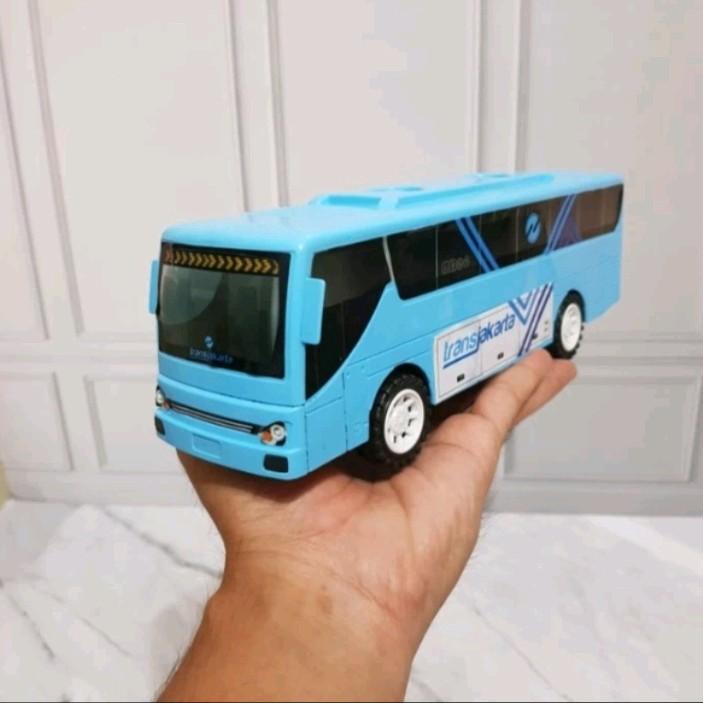 Mainan Anak Mobil Bus way transjakarta Roda Plastik 0