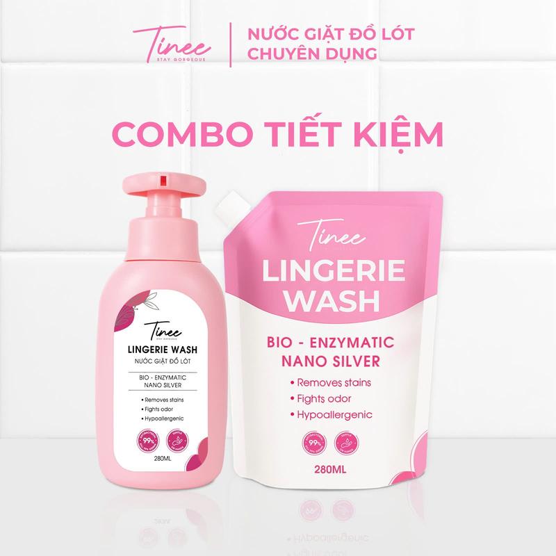 [COMBO TIẾT KIỆM]  1 Chai Nước Giặt Đồ Lót Chuyên Dụng Tinee Hạn Chế Nấm Khuẩn + 1 Túi Refill (280ml/ Túi)