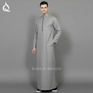 jubah polos turky model zipper - gamis pria model terbaru - koko laki laki dewasa