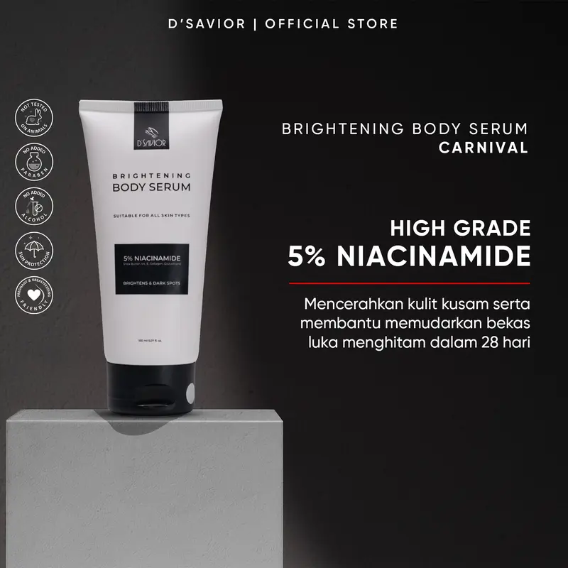 D'SAVIOR Brightly Scrub Series | Paket Mencerahkan Untuk Kulit Kusam | Body Serum 150Ml dan Body Scrub 2
