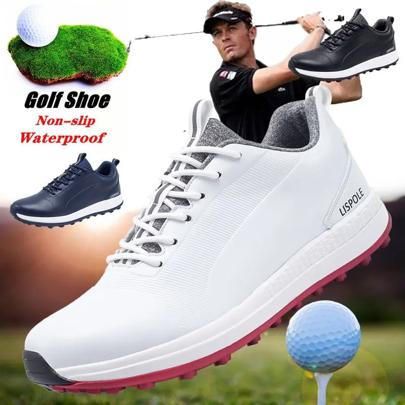 Men's Professional Waterproof Golf Shoes Nail-Free Non-Slip Golf Training Shoes Outdoor Leisure Sports
