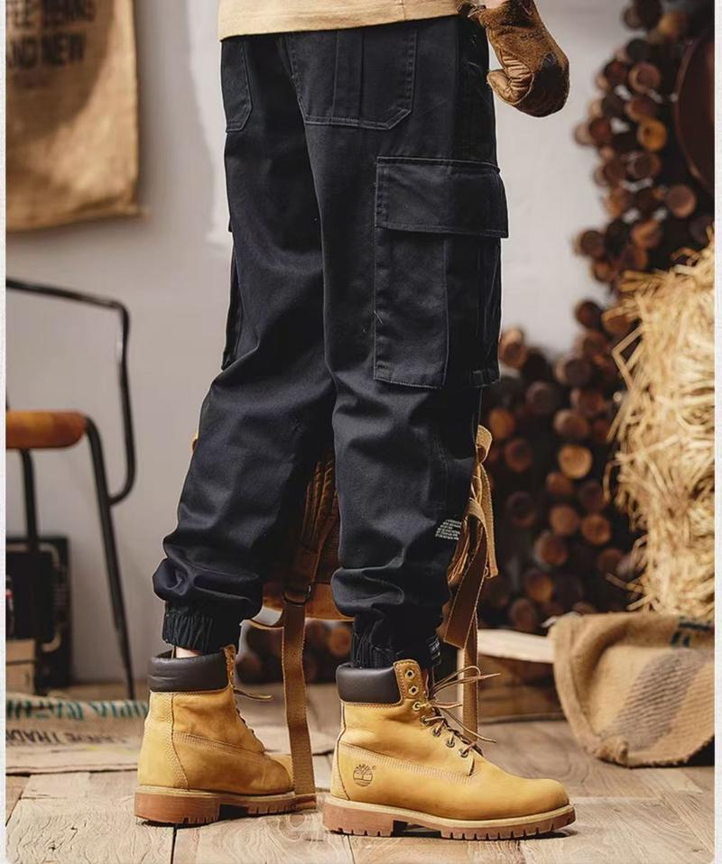 Product Introduction of Men's ankle binding cargo pants Men's retro outdoor paratrooper pants Men's American loose casual pants Men's trendy brand fashionable cargo pants 1