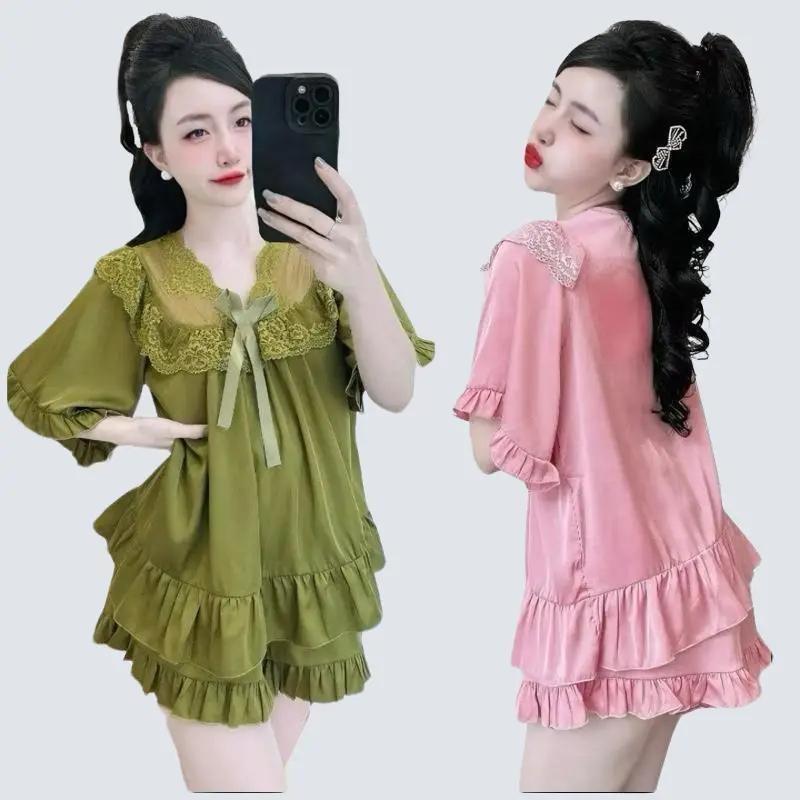 Bộ Đồ Lụa Latin Tiểu Thư - Đồ Bộ Mặc Nhà Đẹp Đồ Bộ Xinh Set Ngủ Xinh Chất Liệu Cao Cấp Mềm Mịn Mát Lạnh Thiết Kế Tinh Tế Cổ Tròn Viền Ren Sang Chảnh