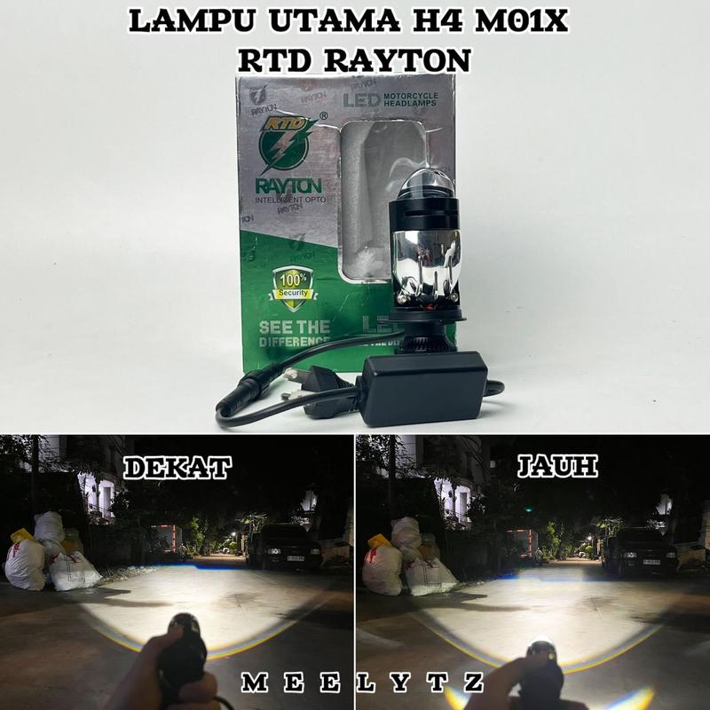 Lampu utama Led RTD M01X Mini Projector H4 cut off motor mobil 1