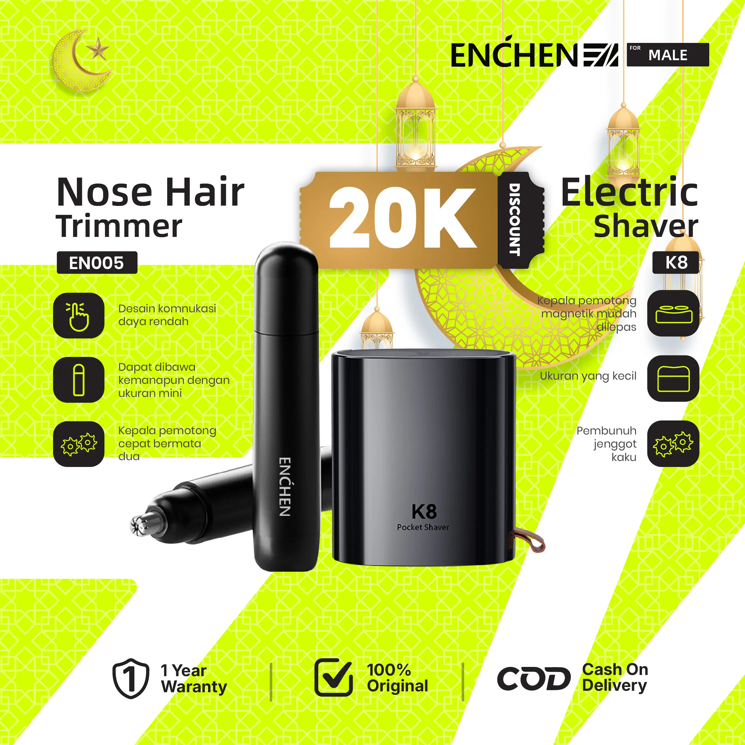 【Official Live】Enchen K8 Pop-up Shaver Alat Cukur Elektrik Pencukur Jenggot