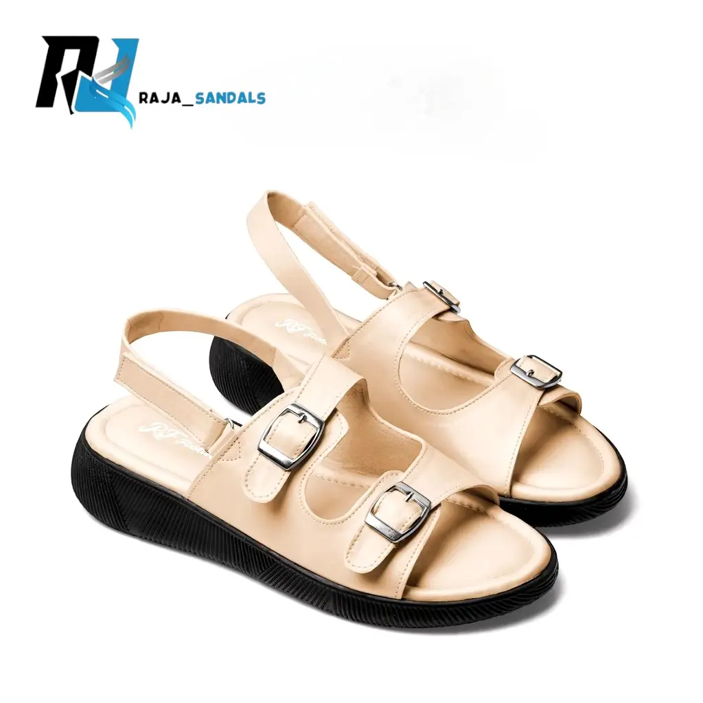 Sendal Wedges Wanita Korean Style Empuk Tali Platform Model Terbaru Kekinian - Shoes Putih Sandal Merah