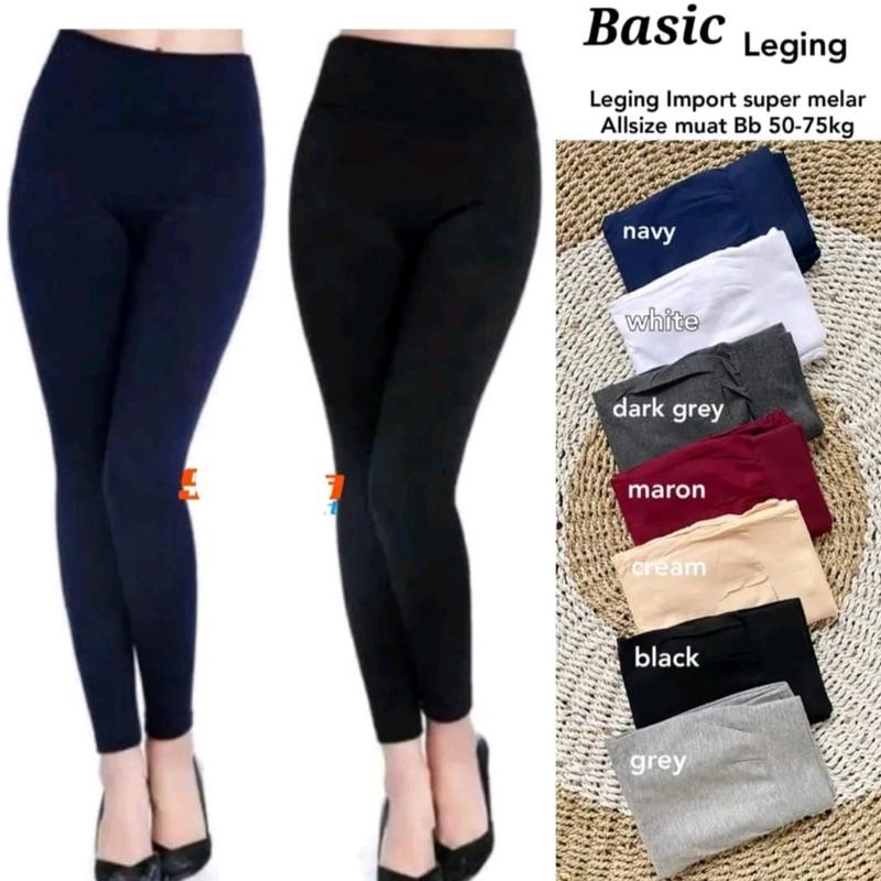 2pcs Celana Legging Wanita Kekinian, Berbahan Jersey Premium, Nyaman DiPakai Bisa CODan Panjang Hitam Dewasa 0