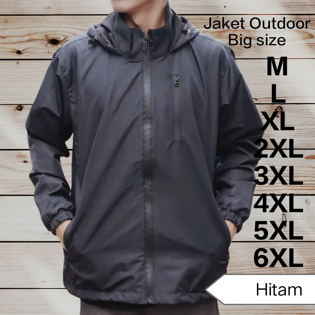 Jaket Outdoor Pria Big Size M-L-XL-XXL-3XL-4XL-5XL-6XL Army Zipper Waterproof - Hijau, Parasut - Dewasa, Motor