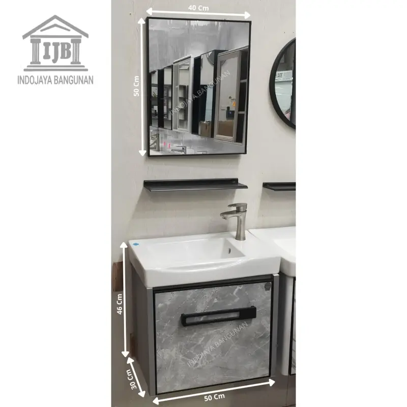 Paket Kabinet Wastafel Gantung Set 50 Cermin Lemari Rak Kamar Mandi 2