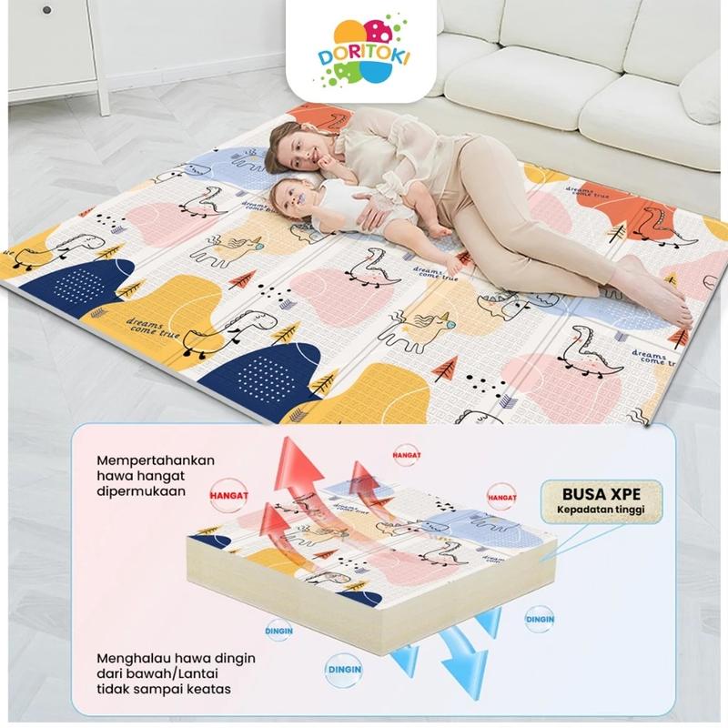 Doritoki SNI Matras Bayi 180x200x1cm Playmat Bayi Karpet Lipat Anak/Bayi Polos Tikar Lipat 2