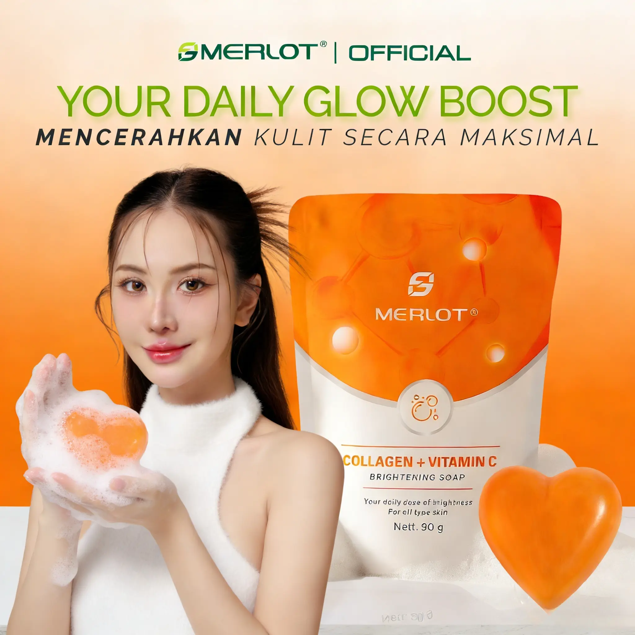 Sabun Pencerah Kulit Kolagen + Vc【90g/lima batang】