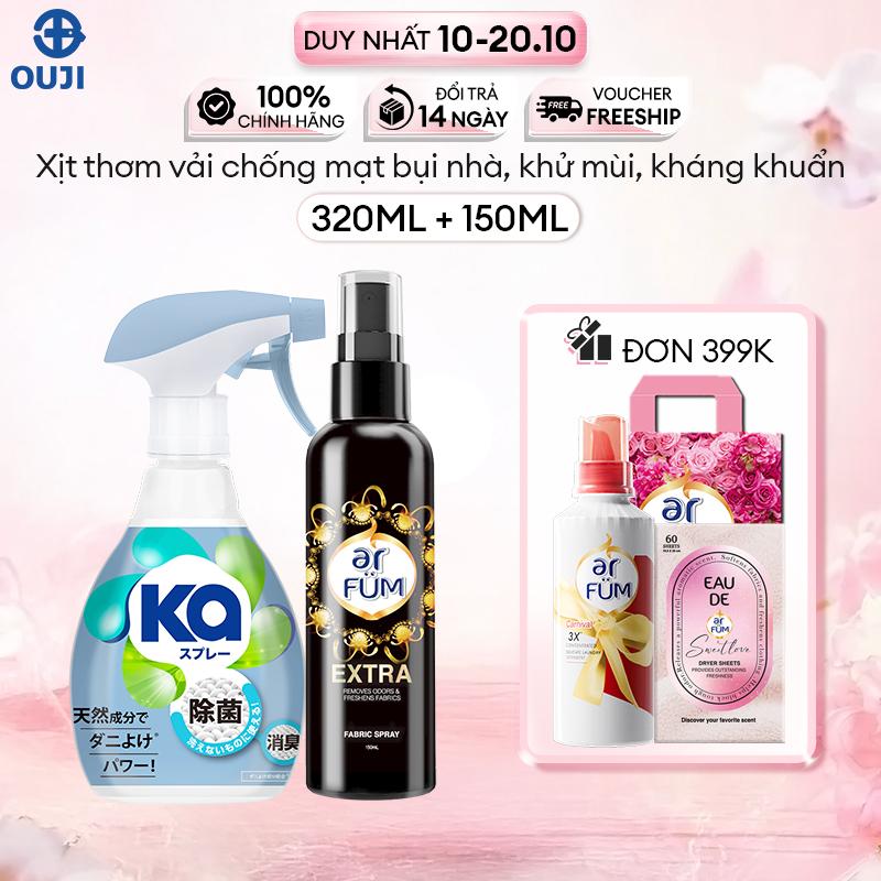 [DUY NHẤT 10-20/10] [LIVE] Combo 1 Chai Xịt Ka Mạt Bụi 320ml + 1 Chai Xịt thơm quần áo, hương nước hoa khử mùi arFUM Black Edition (150ml/chai)