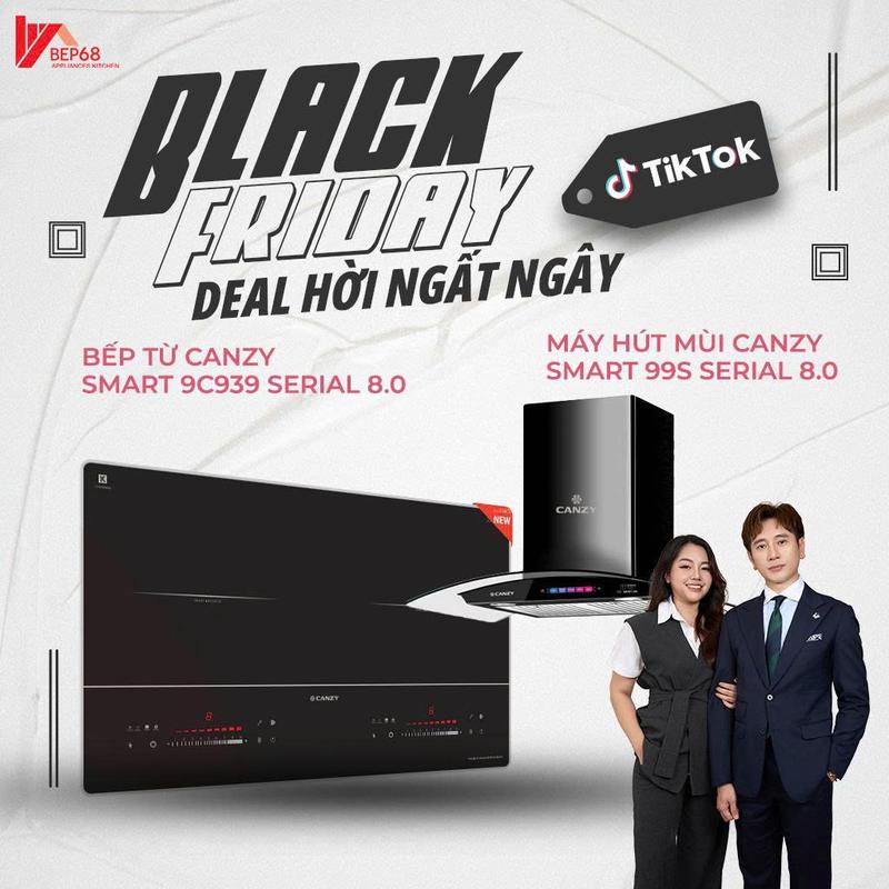 BẾP 68 X KHIBOTANCA Combo Bếp Từ Đôi CANZY CZ 9C939 8.0 + Máy Hút Mùi CANZY Cảm Biến Vẫy Tay SM99S 8.0