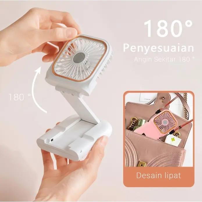 Kipas Angin Portable Mini LED display Model Gantung Leher Plus Powerbank / Kipas Mini / Kipas Angin Portable Mini USB Lipat Dudukan Ponsel Dan Powerbank 4000mAh Baterai Tahan Lama Cocok Untuk Kantor Sekolah Olahraga Luar Ruangan / Kipas Angin USB 4