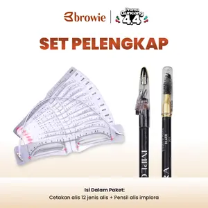 [Set Pelengkap browie] Cetakan Alis Tali 12in1 + Eyebrow Pencil (BPOM) Black Brown alis Pensil Coklat Hitam