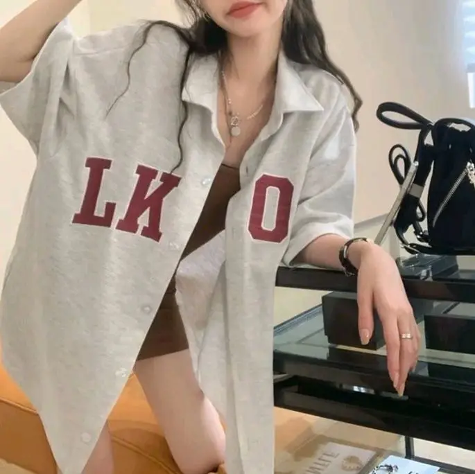 Yoohui cs022 baju retro lengan pendek kemeja wanita mantel lengan pendek wanita mantel musim panas 1