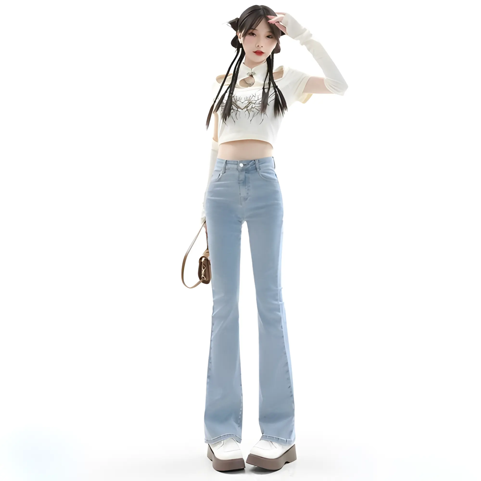 Celana Jeans Highwaist Streach Wanita Cutbray || Korean Style Straight Loose Cutbray Wanita Premium