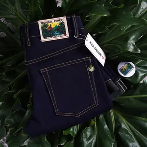 AOI DENIM - TROPICAL FOREST 15 OZ INDIGO x GREEN – SLIM STRAIGHT