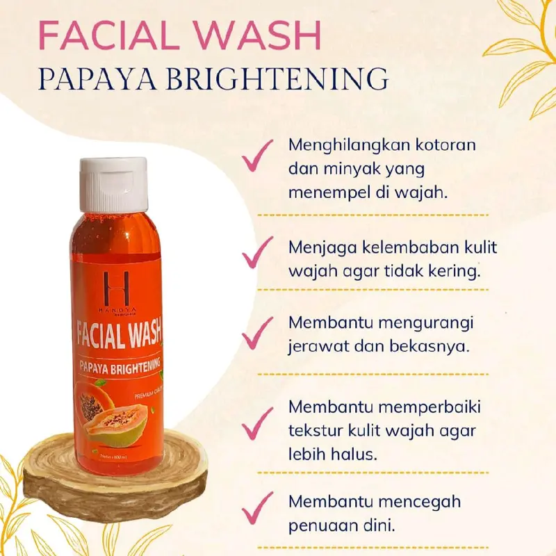 hanoya facial wash sabun papaya cair 100ml sabun pecerah kulit Memutihkan Wajah 4