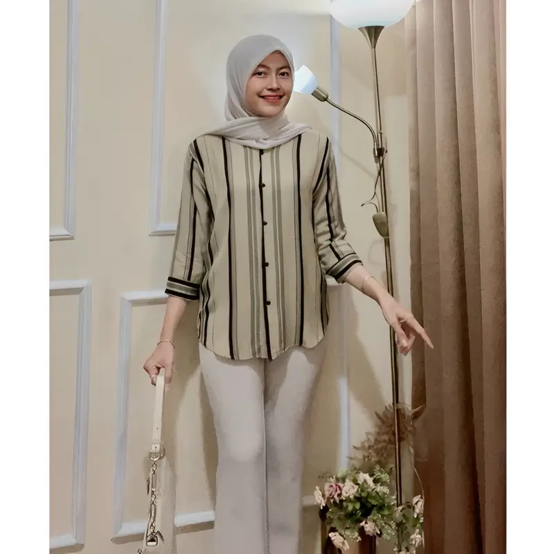 DAILY TOP SALUR // KEMEJA WANITA RAYON SALUR OVER SIZE LENGAN 3/4 LD 120 4