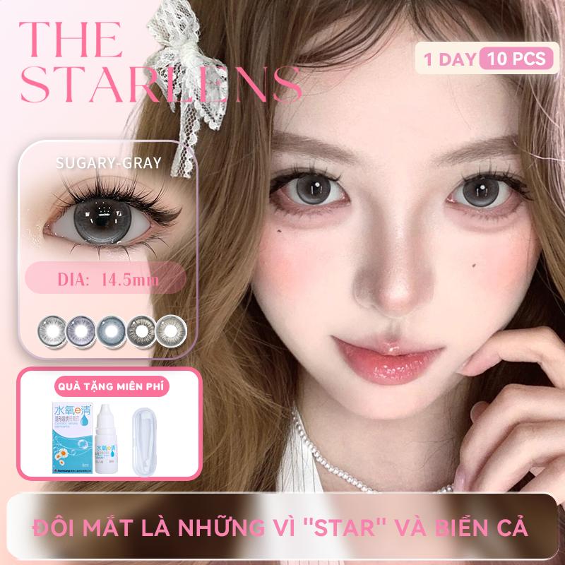Kính áp tròng hàng ngày Starlens 10 miếng xám gray màu tím màu xanh da trời len mắt xinh,Thiết kế dễ thương Đường kính 14,2 14,5mm Thích hợp cho mắt to Sử dụng trong 1 ngày Lớp 0,0