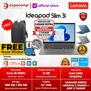 LENOVO IDEAPAD SLIM 3i 14IRU8 6CID 6DID 6EID 6FID INTEL CORE i3-1315U 8GB 512GB WIN 11 HOME + OFFICE HOME 2024 + M 365 1 YEAR