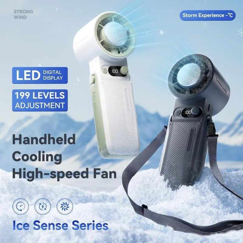 【COD】Kipas Mini angin portable Strong Wind 120 Daya tahan baterai yang kuat selama 16 jam Tampilan LED Kabel pengisi daya dan tali tangan gratis 6