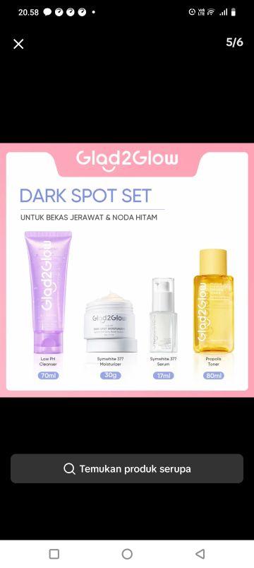 Product Introduction of GLAD2GLOW DARK SPOT SET 4IN 1 FACIAL, TONER, MOISTURIZER+SERUM 1