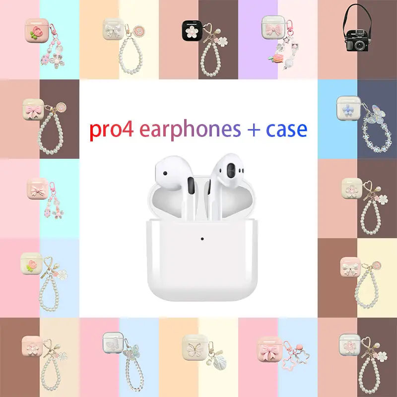 （earphones+Earphones case）pro4  cartoon silicone earphones shell，bluetooth earphones shell，wireless earphones shell，earphones wireless shell