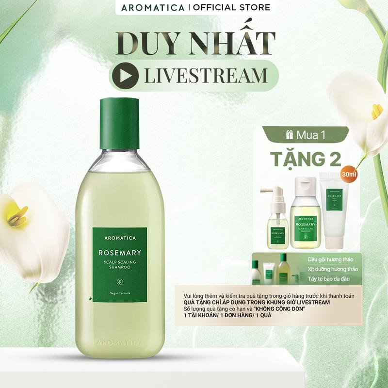[LIVE] Dầu Gội Hương Thảo Aromatica Rosemary Scalp Scaling Shampoo 400ml
