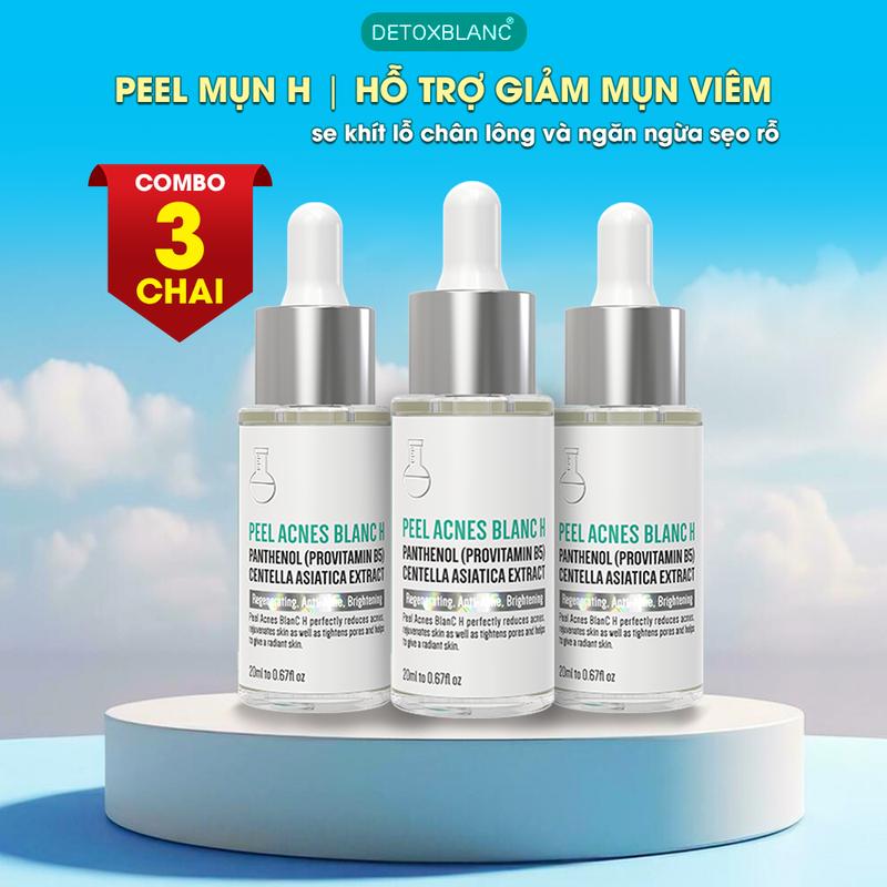 [ Rẻ vô địch ] Combo 3 chai Serum Mụn Peel Acnes Blanc H 20ml DetoxBlanc hỗ trợ giảm mụn ẩn, mụn đầu đen, giảm viêm, giảm thâm, không bong, không đỏ
