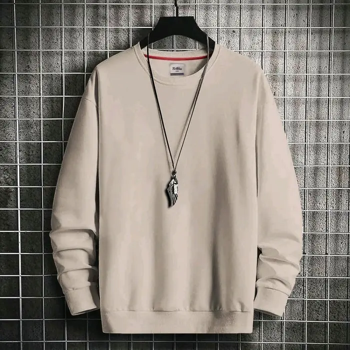 MADURA-Promo FortKlas Sweater Polos Sweater Polos Pria Lengan Panjang Outwear Cowok - ABU, S -